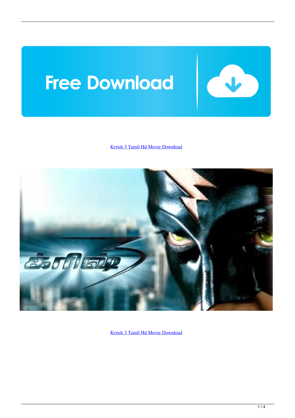 Krrish 3 Tamil Hd Movie Download