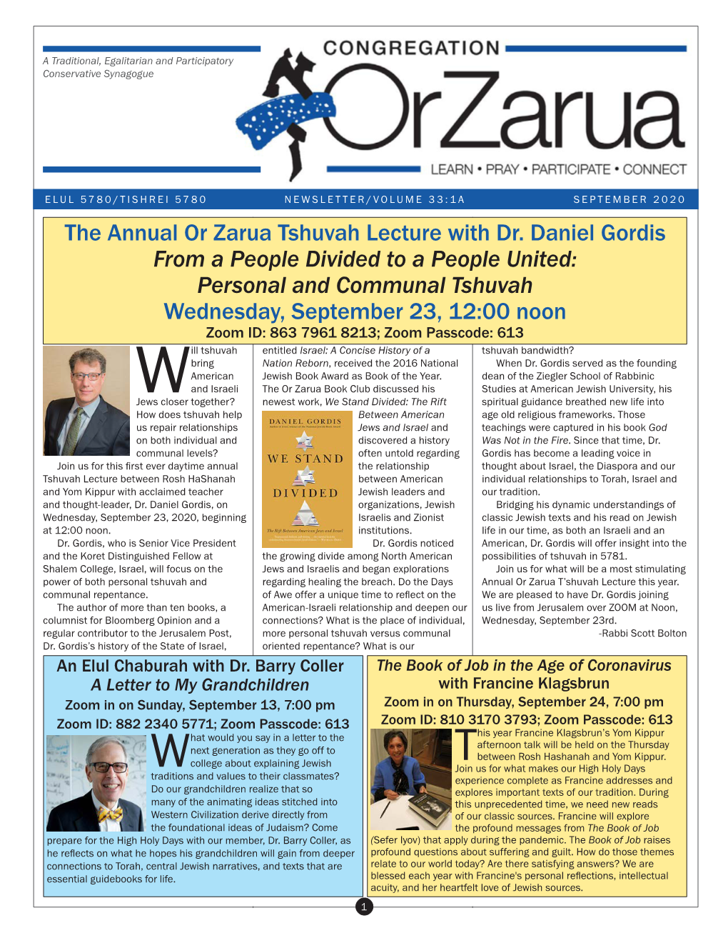 The Annual Or Zarua Tshuvah Lecture with Dr. Daniel Gordis from A