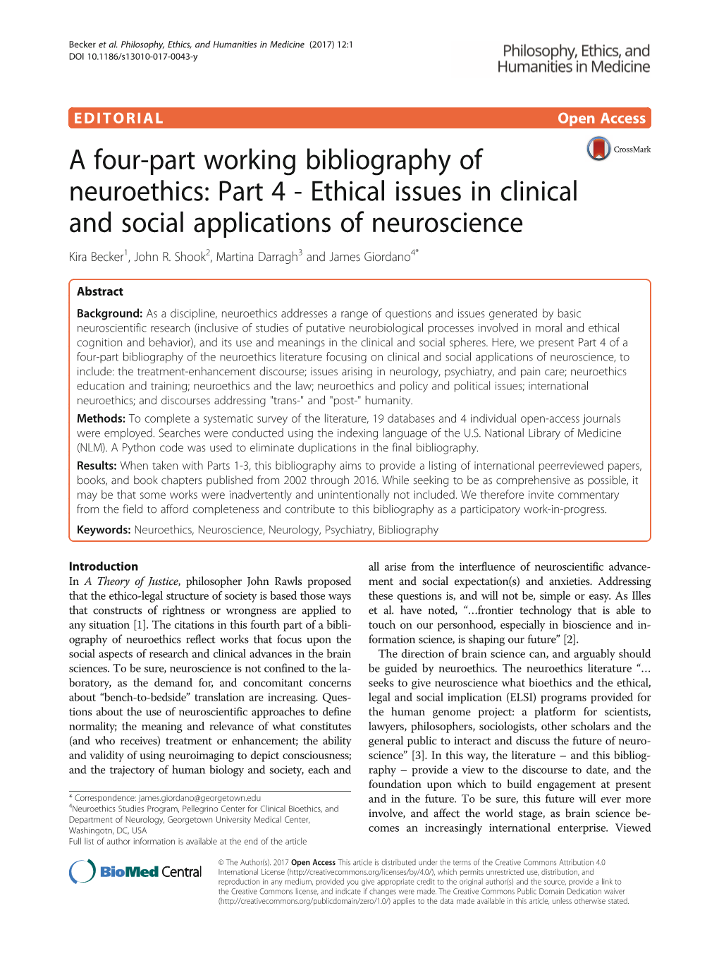 Ethical Issues in Clinical and Social Applications of Neuroscience Kira Becker1, John R