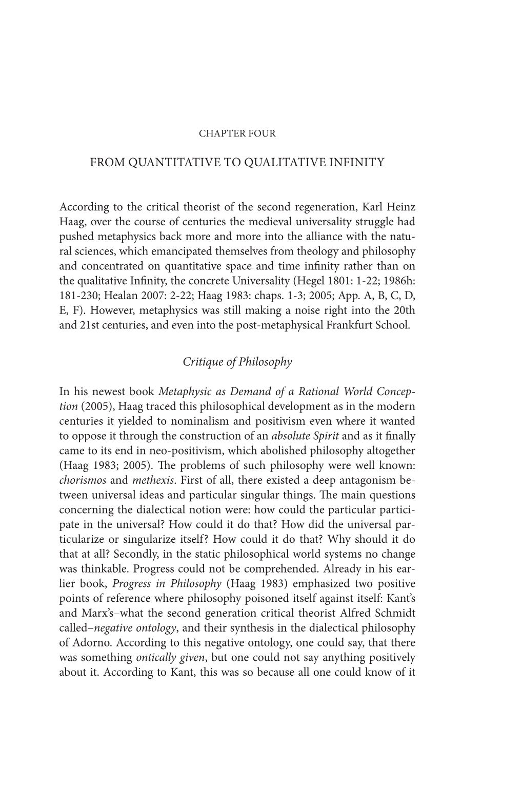 From Quantitative to Qualitative Infinity Critique of Philosophy