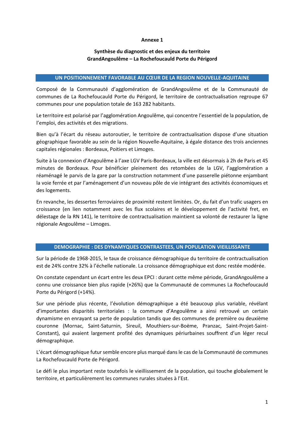 Diagnostic Et Des Enjeux Du Territoire Grandangoulême – La Rochefoucauld Porte Du Périgord