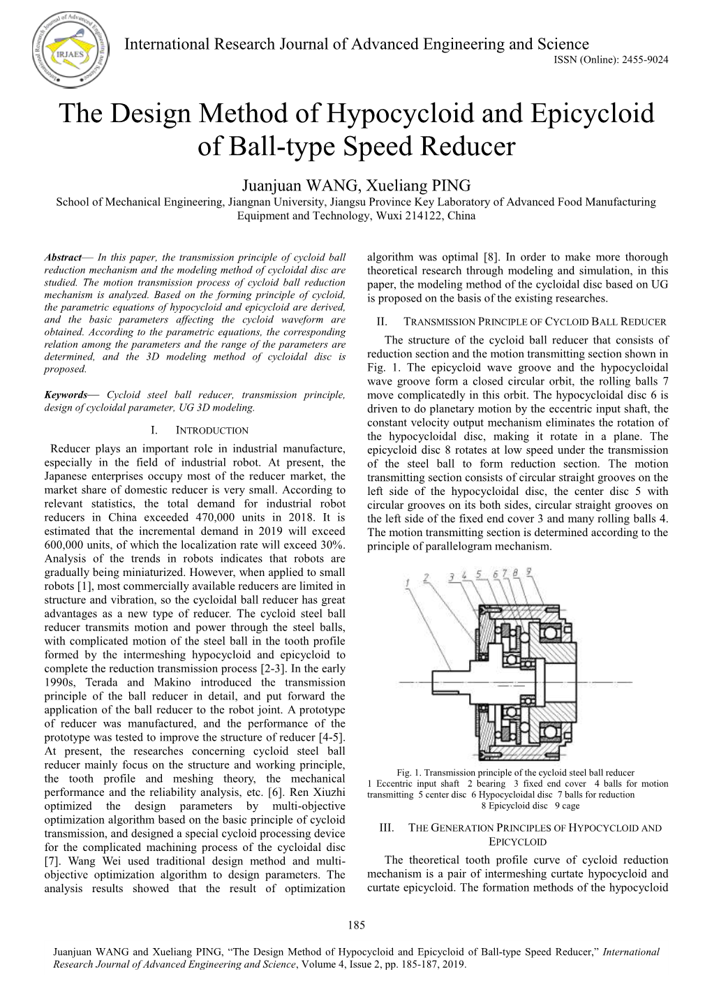 The Design Method of Hypocycloid and Epicycloid of Ball-Type Speed Reducer