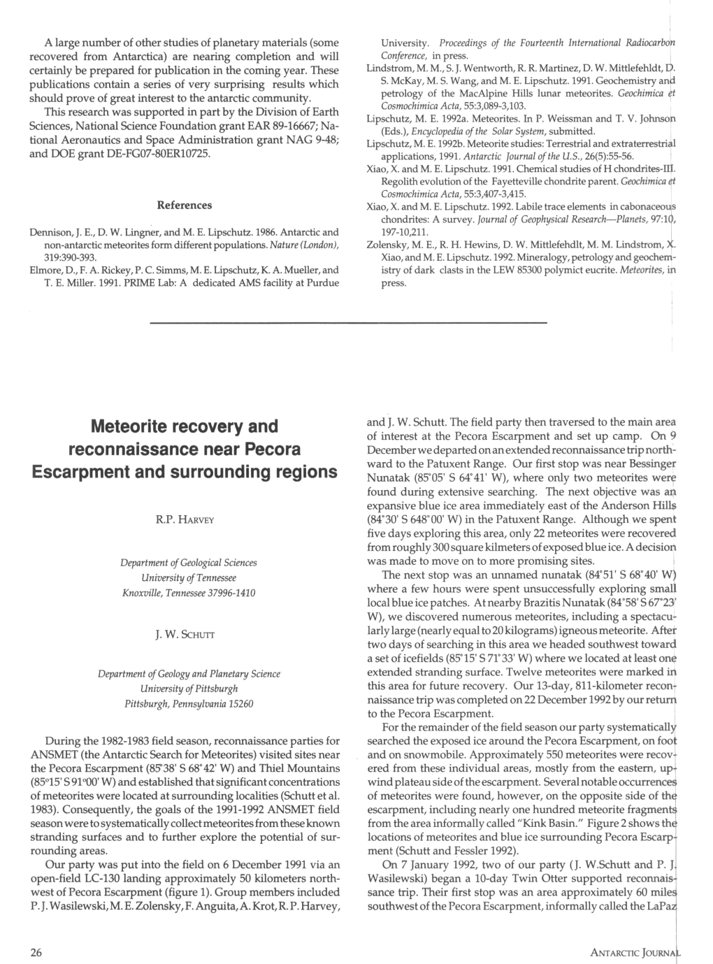 Meteorite Recovery and Reconnaissance Near Pecora