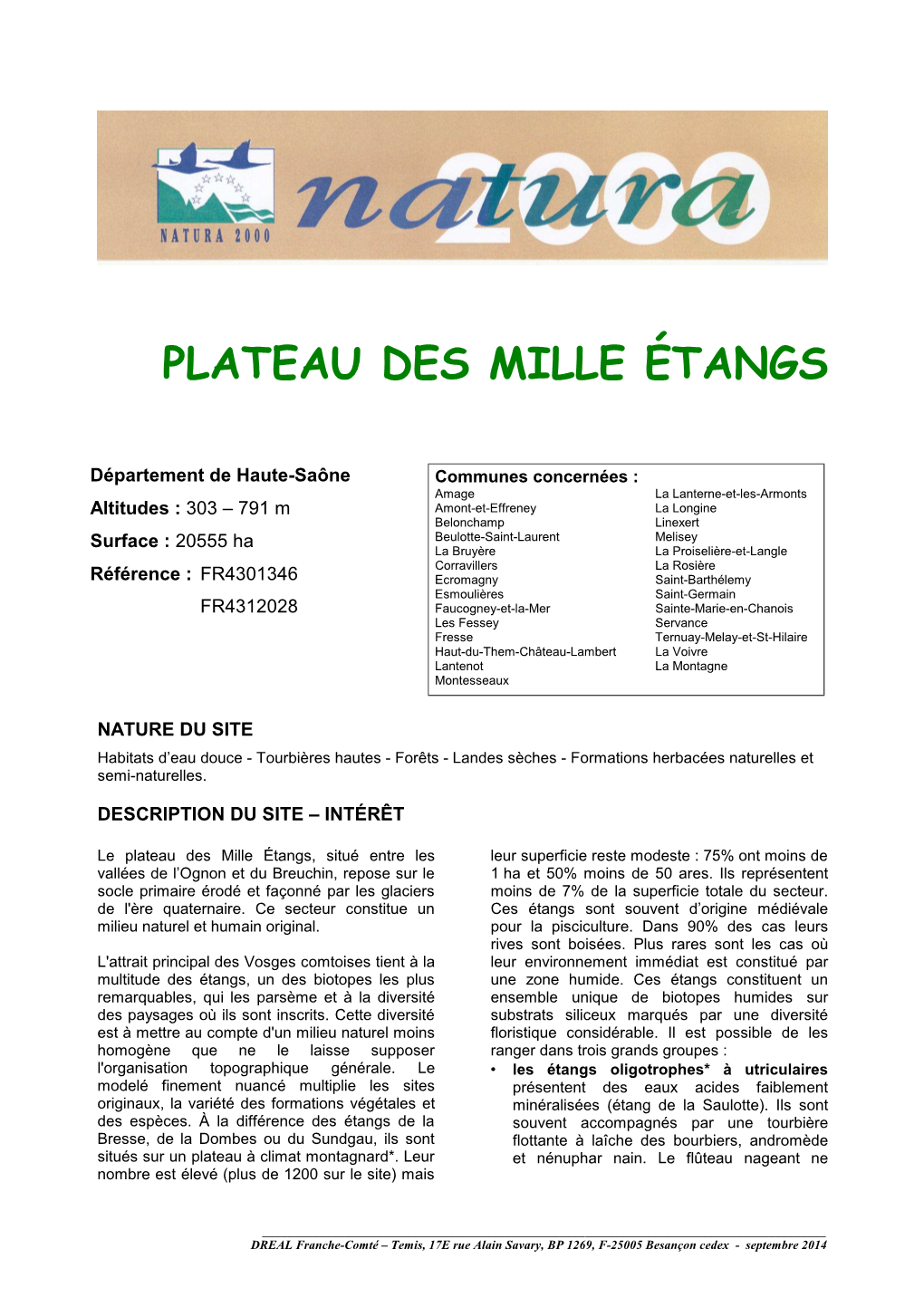 Plateau Des Mille Étangs