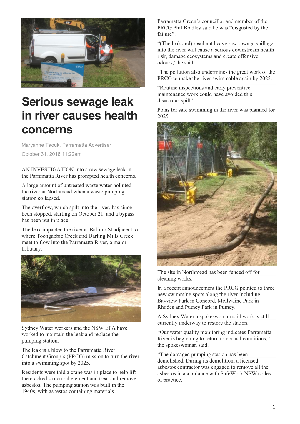 Serious Sewage Leak in River Causes Health Concerns