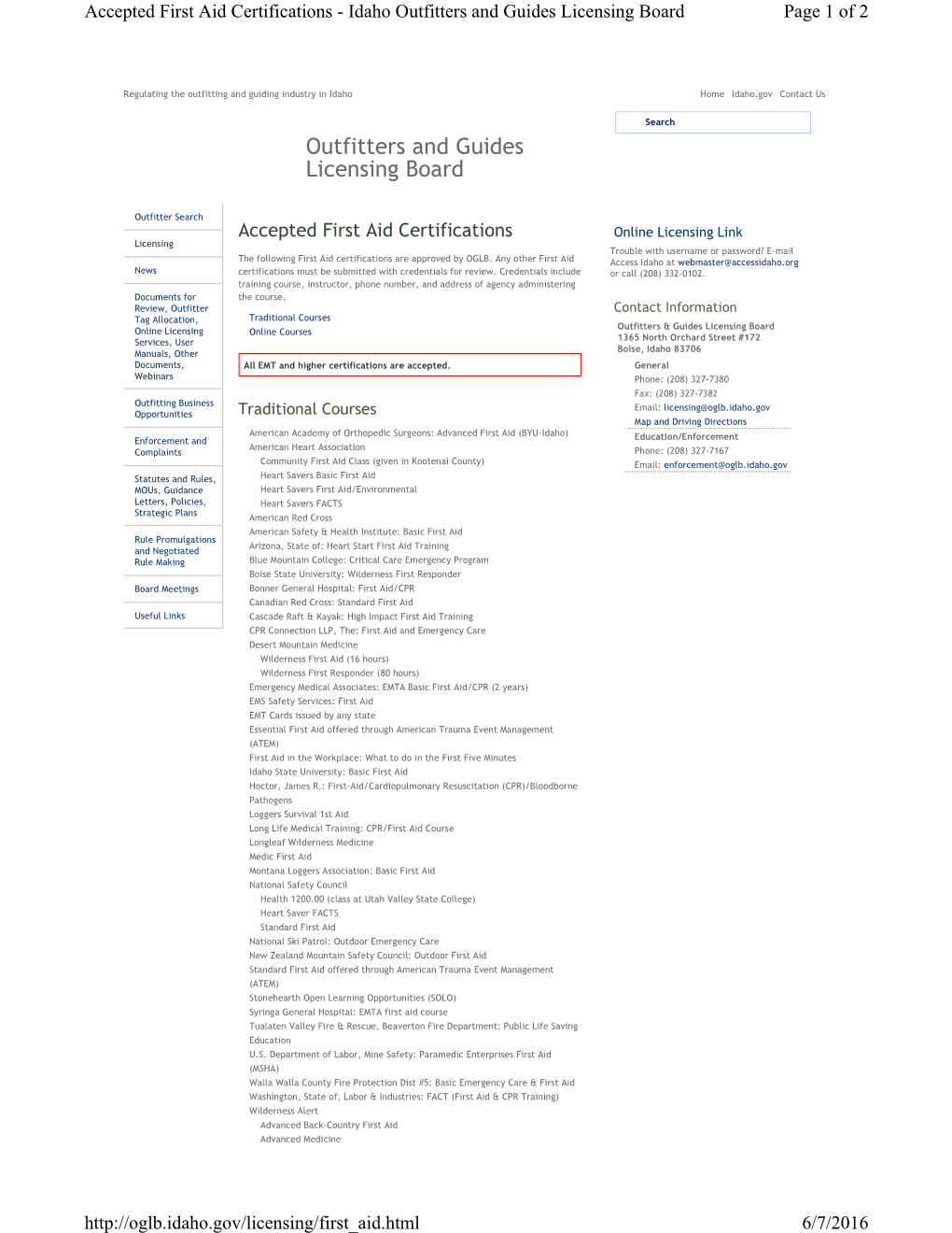 Outfitters and Guides Licensing Board Page 1 of 2