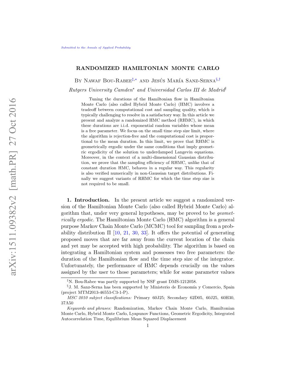 Randomized Hamiltonian Monte Carlo