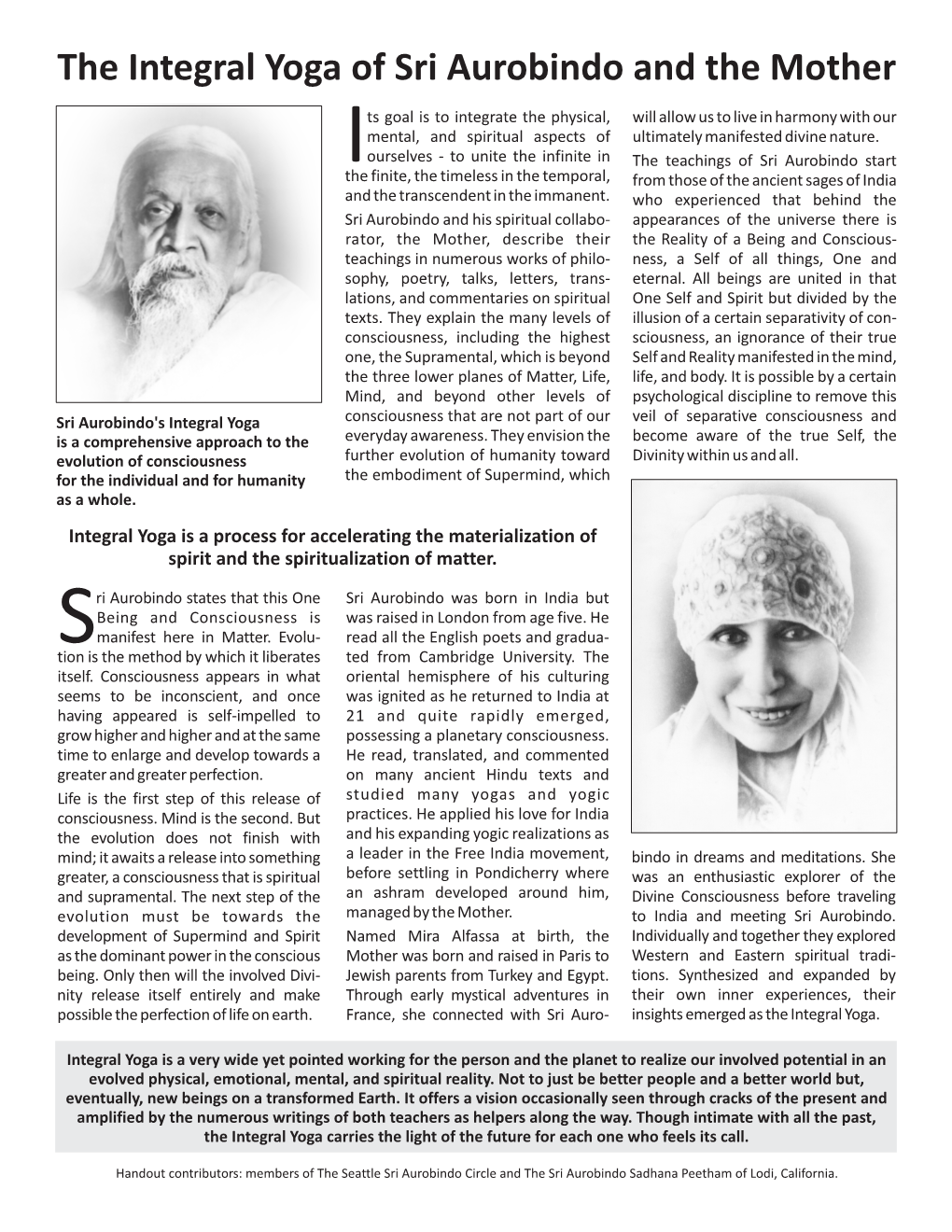 Integral Yoga and Savitri Calibri