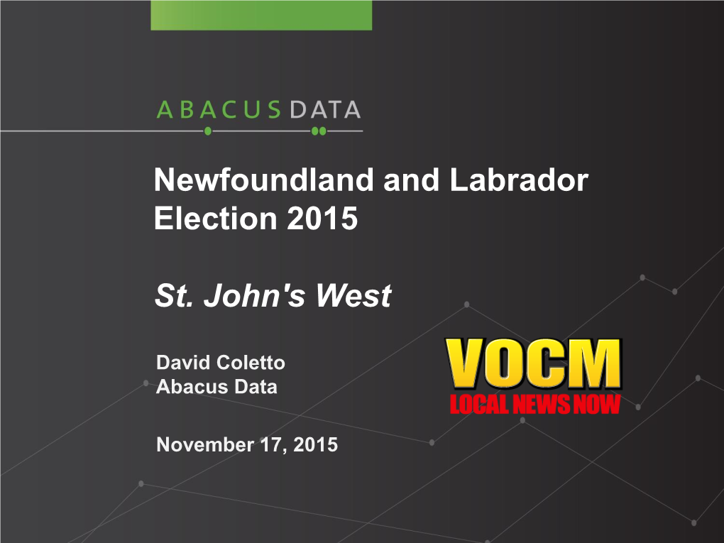 Newfoundland and Labrador Election 2015 St. John's West