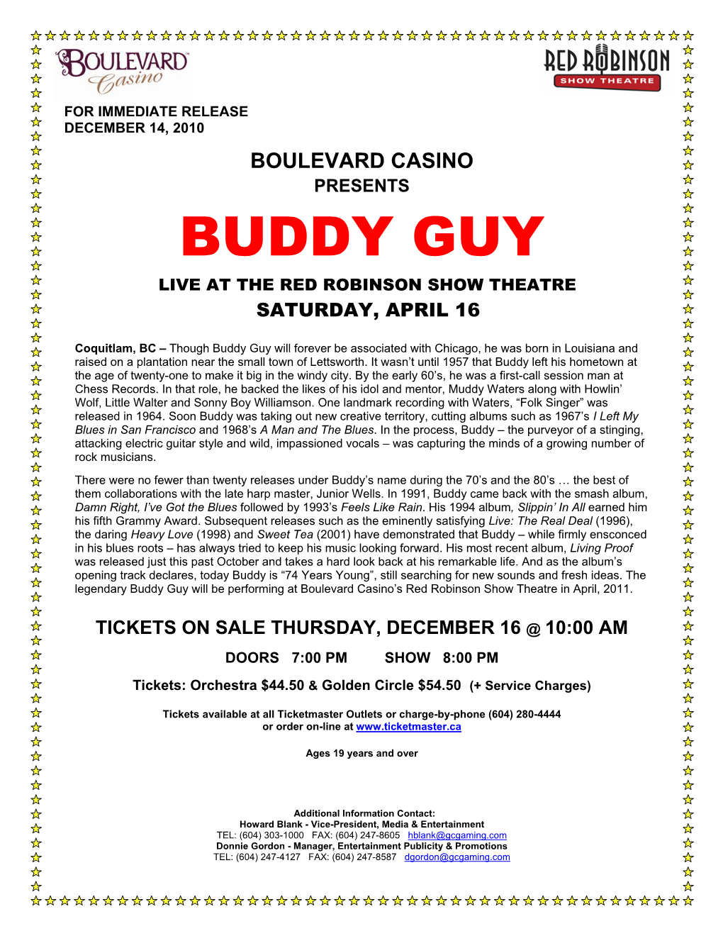 Buddy Guy Live at the Red Robinson Show Theatre