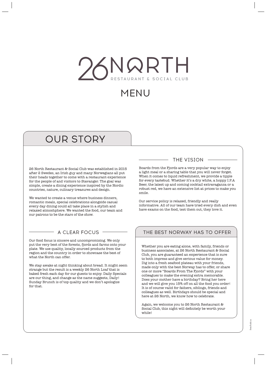 Our Story Menu