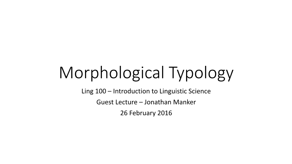 Morphological Types of Languages