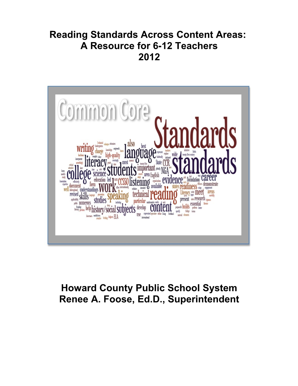 Reading Standards Across Content Areas