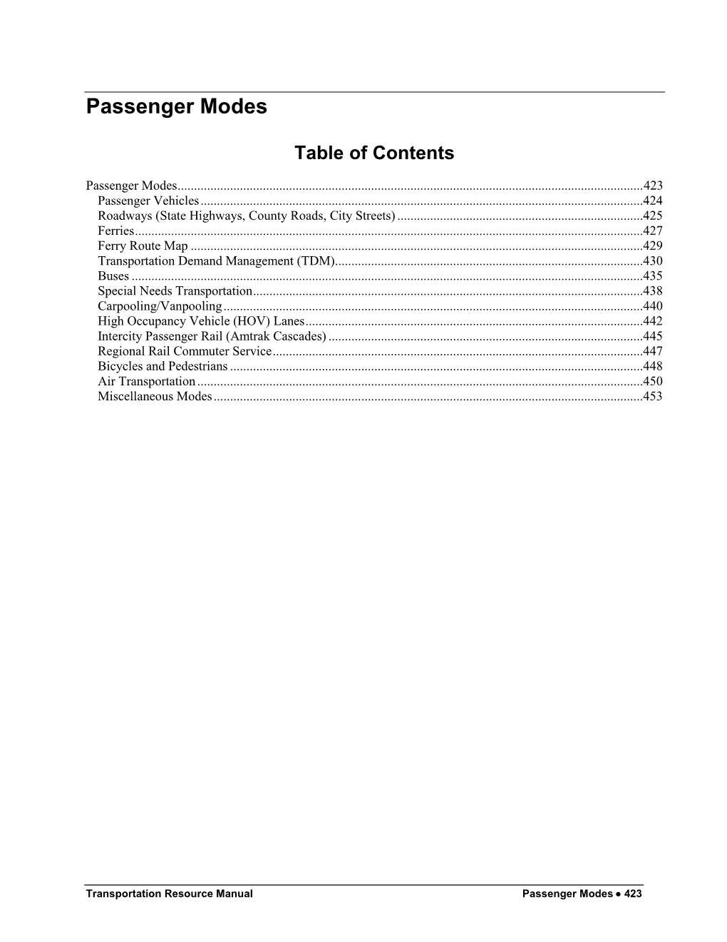 Passenger Modes