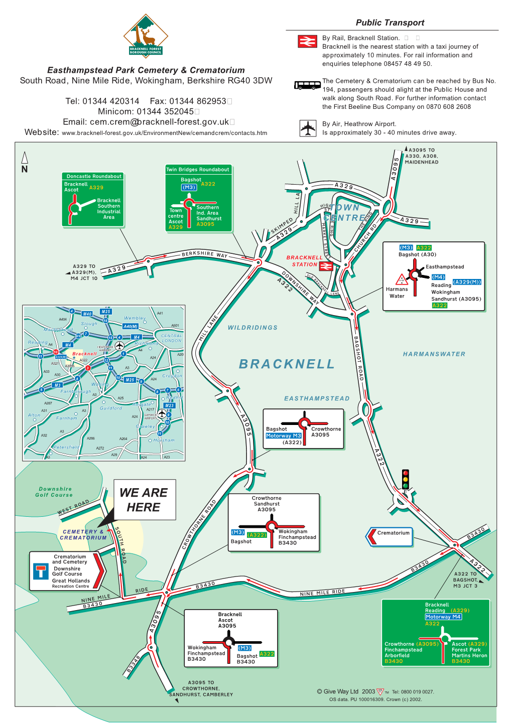 Location Map for Easthampstead Park Cemetery and Crematorium