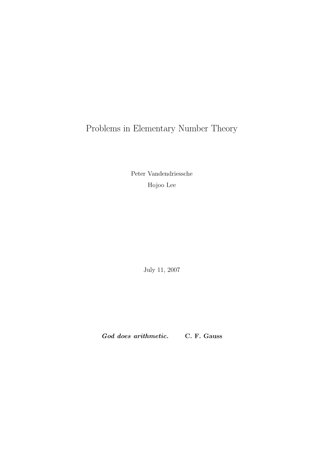 Problems in Elementary Number Theory