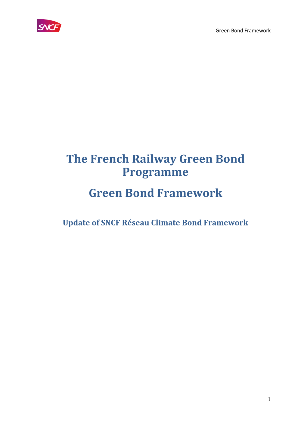The French Railway Green Bond Programme Green Bond Framework
