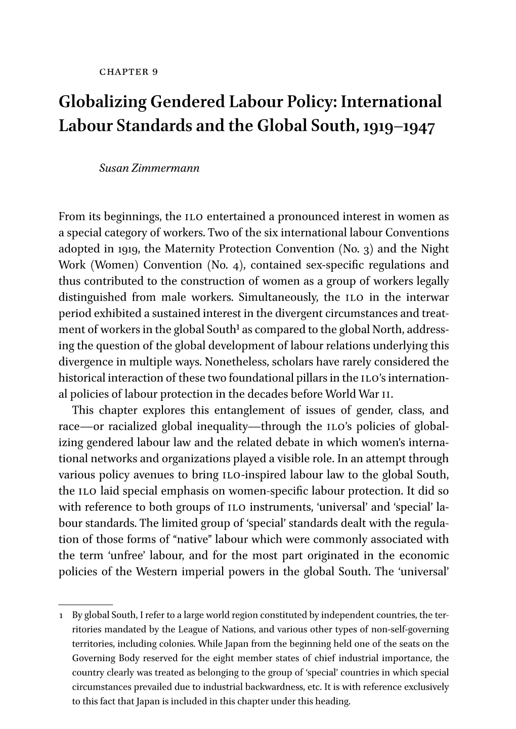 Globalizing Gendered Labour Policy. International Labour
