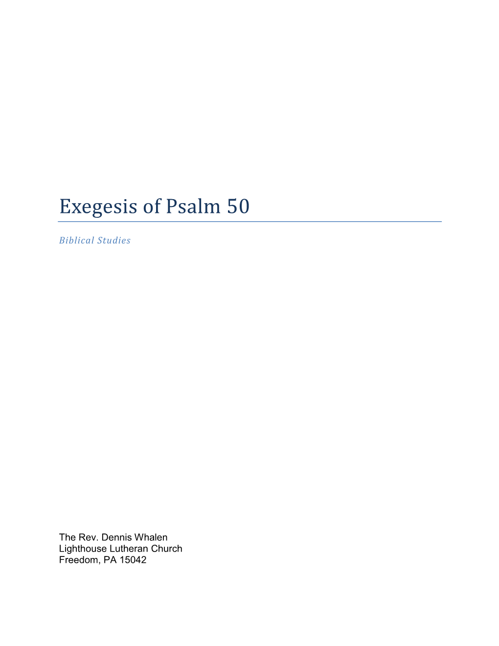 Exegesis of Psalm 50