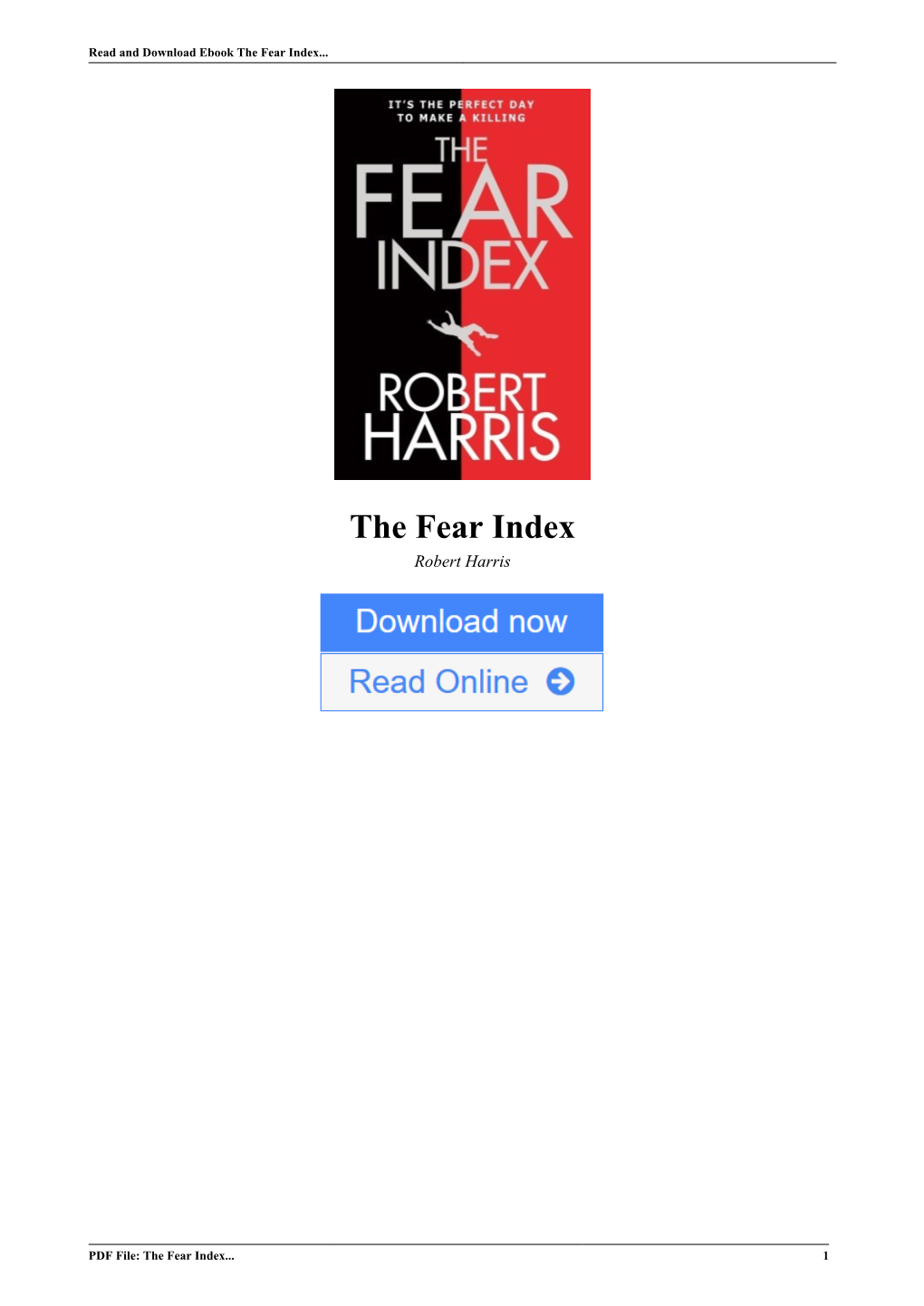 The Fear Index by Robert Harris