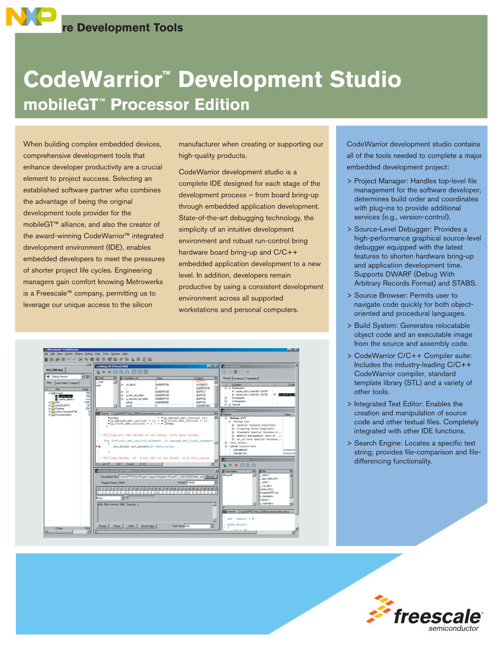 Codewarrior™ Development Studio Mobilegt™ Processor Edition