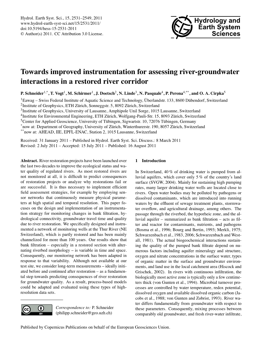 Towards Improved Instrumentation for Assessing River-Groundwater Interactions in a Restored River Corridor