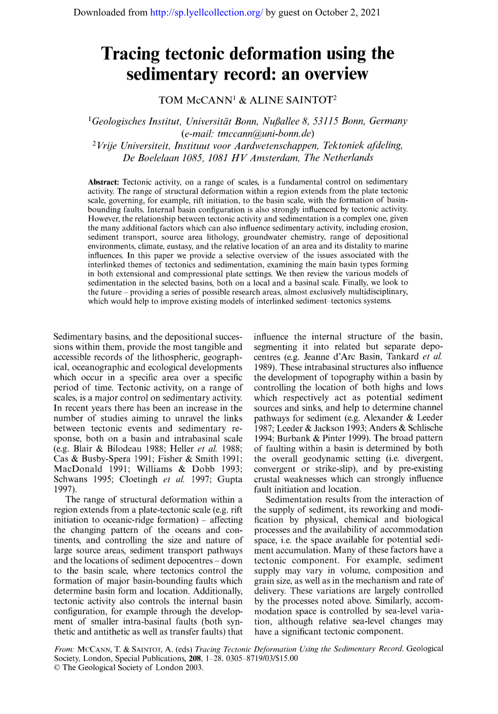 Tracing Tectonic Deformation Using the Sedimentary Record: an Overview