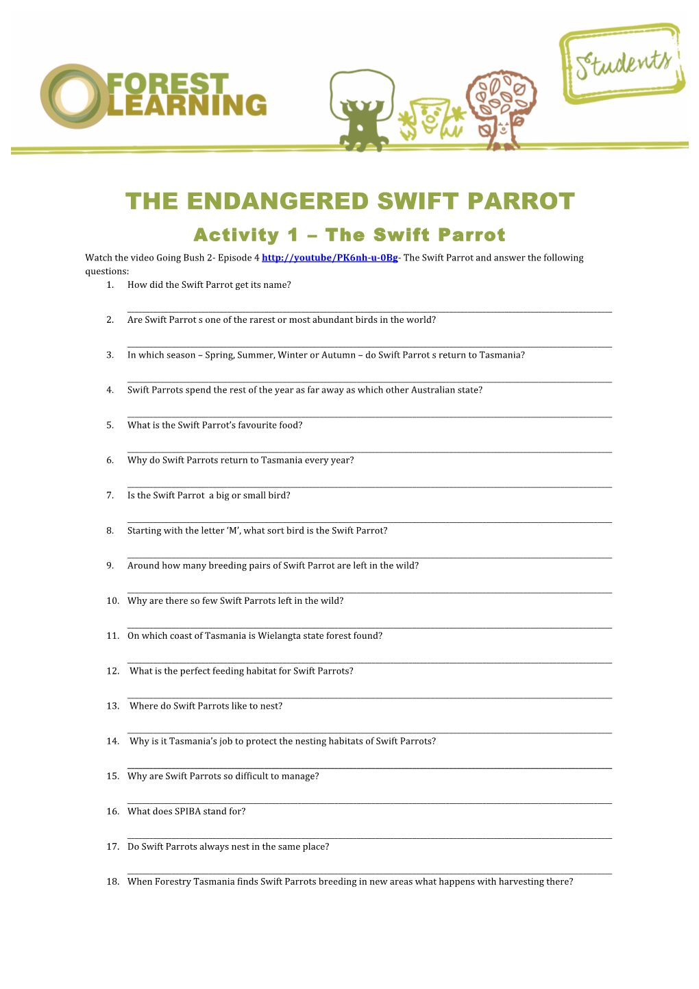 The Endangered Swift Parrot