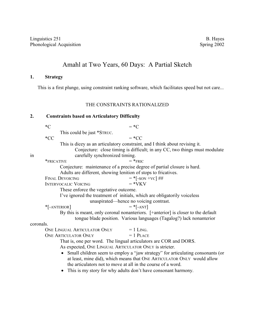 Results of Applying Constraint Demotion Ranking Algorithm