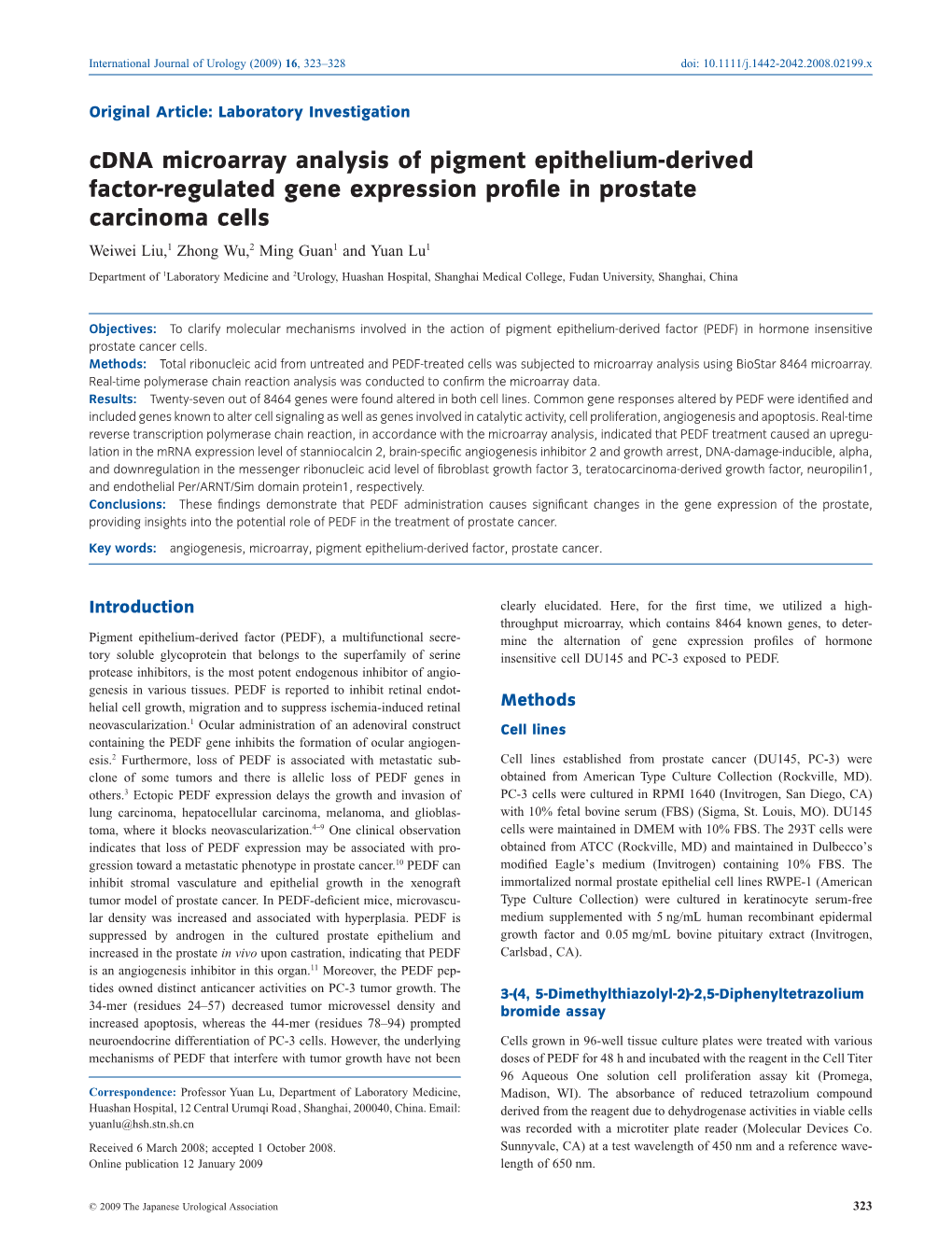 Cdna Microarray Analysis of Pigment Epithelium-Derived Factor-Regulated