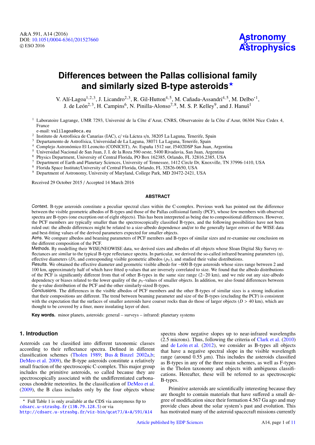 Differences Between the Pallas Collisional Family and Similarly Sized B-Type Asteroids? V