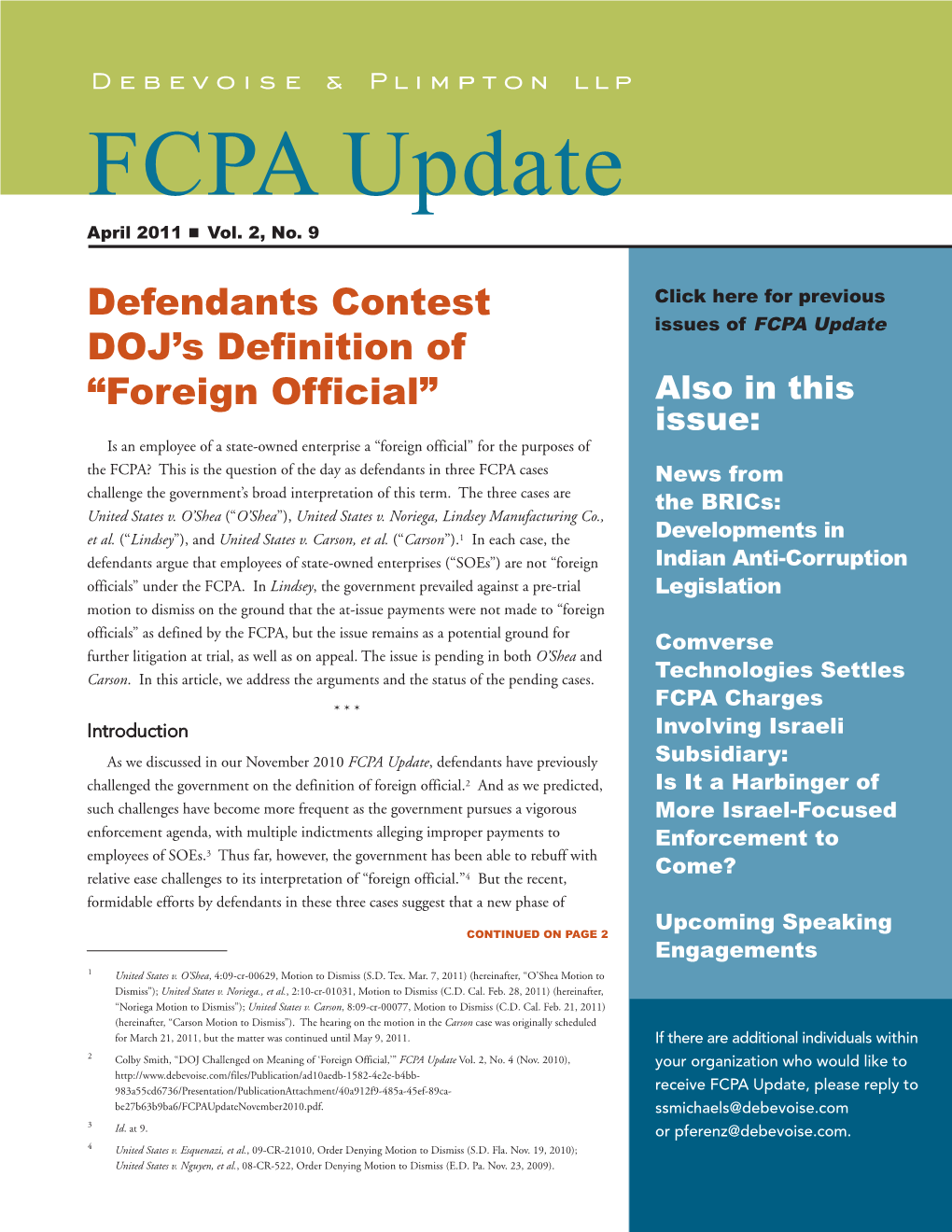 FCPA November 2010