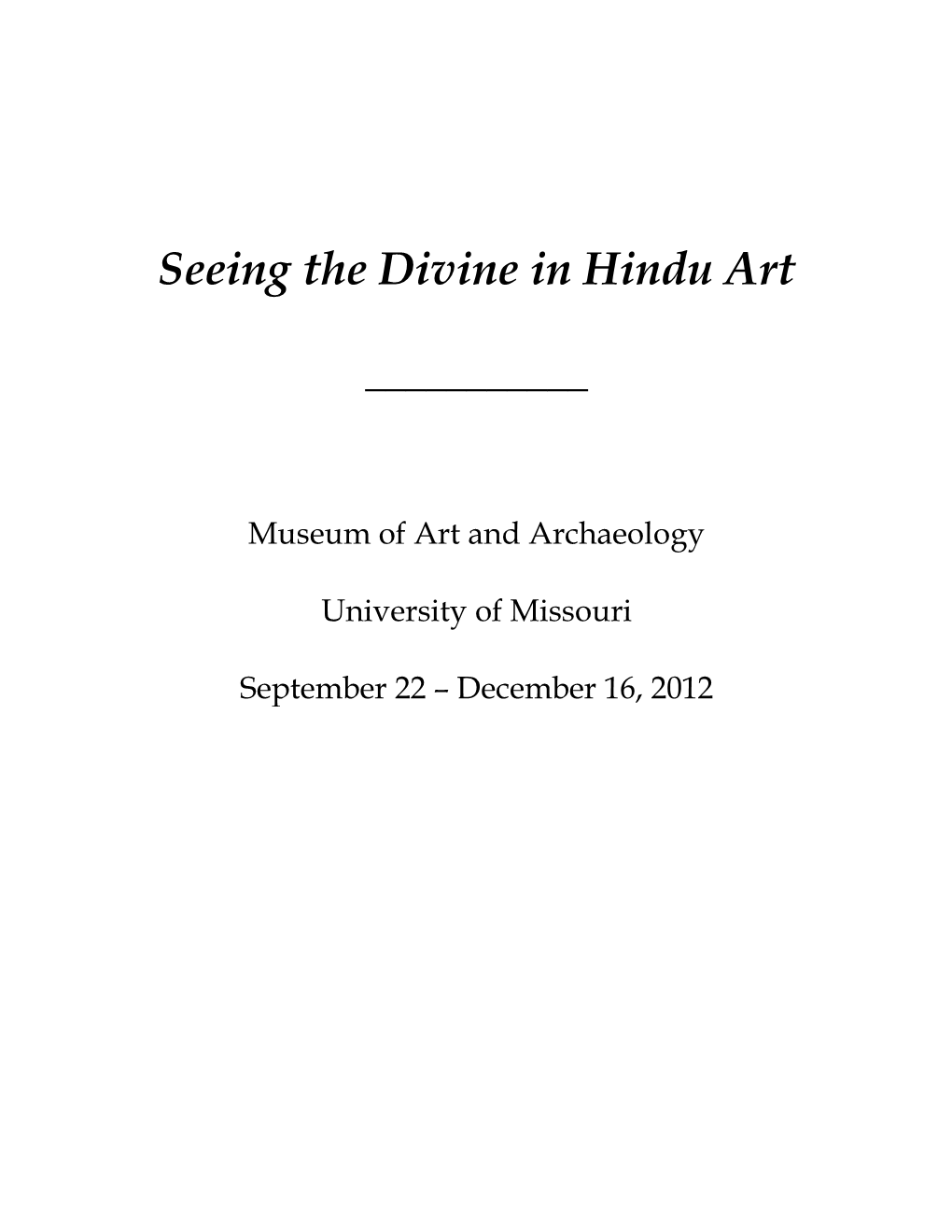 Seeing the Divine in Hindu Art