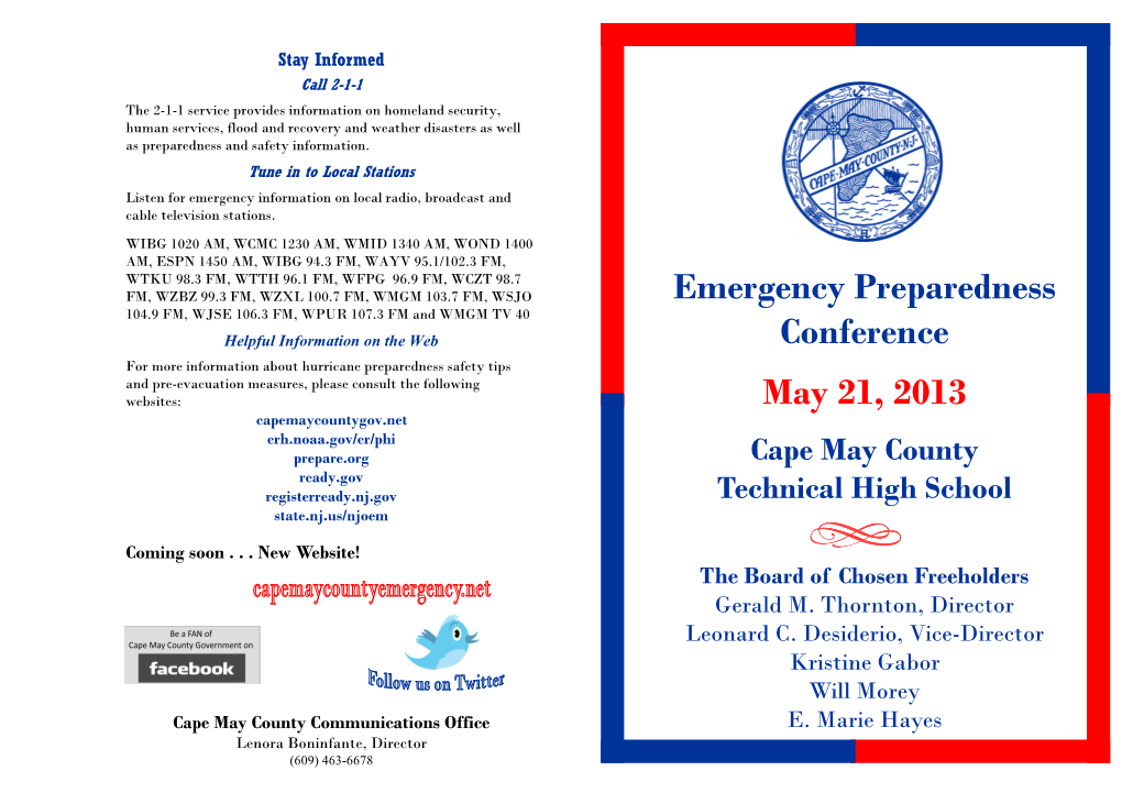 2013 Emergency Preparedness Conference Program