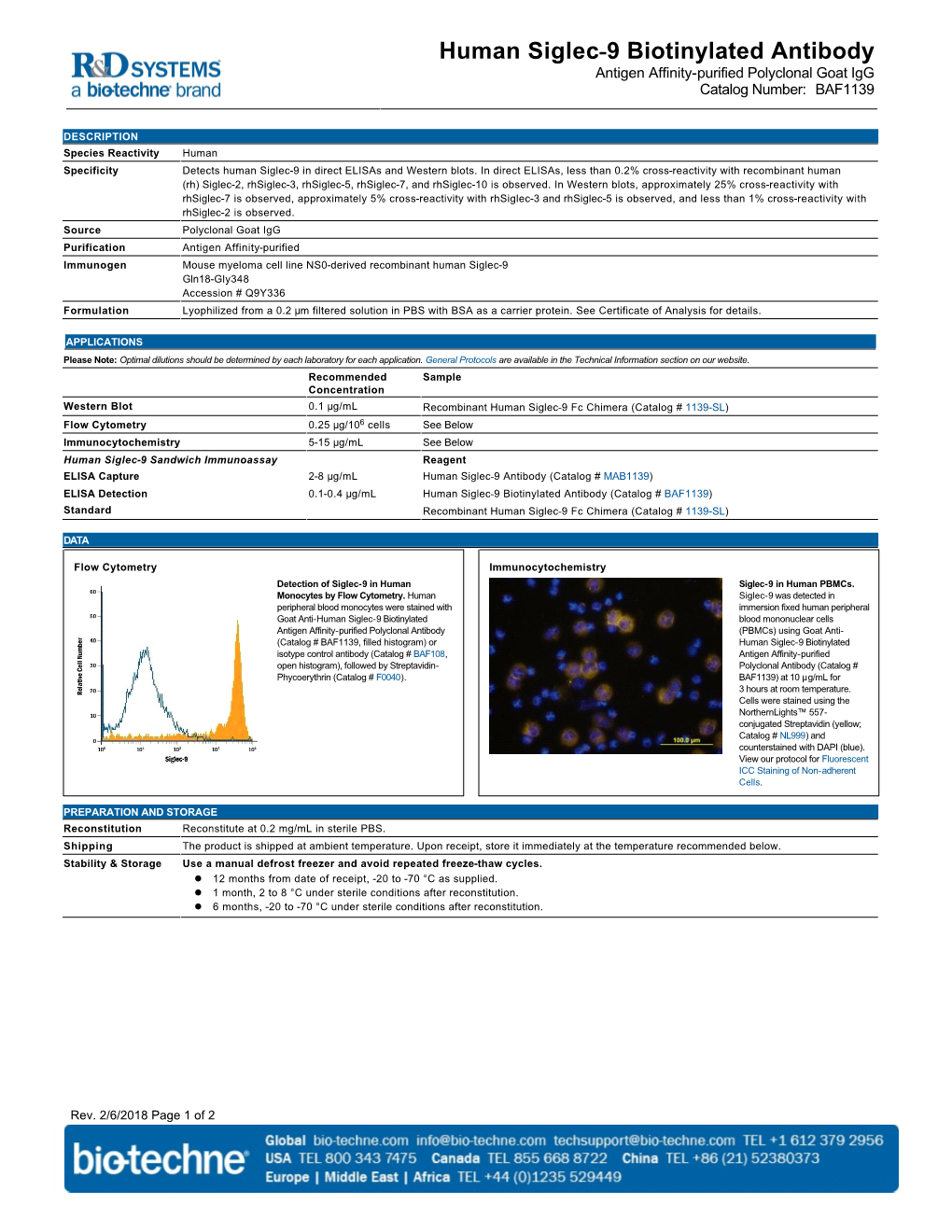 Human Siglec-9 Biotinylated Antibody Antigen Affinity-Purified Polyclonal Goat Igg Catalog Number: BAF1139