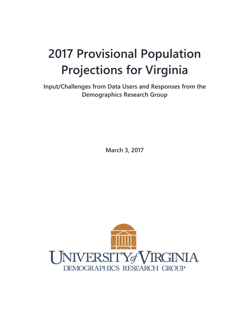2017 Provisional Population Projections for Virginia