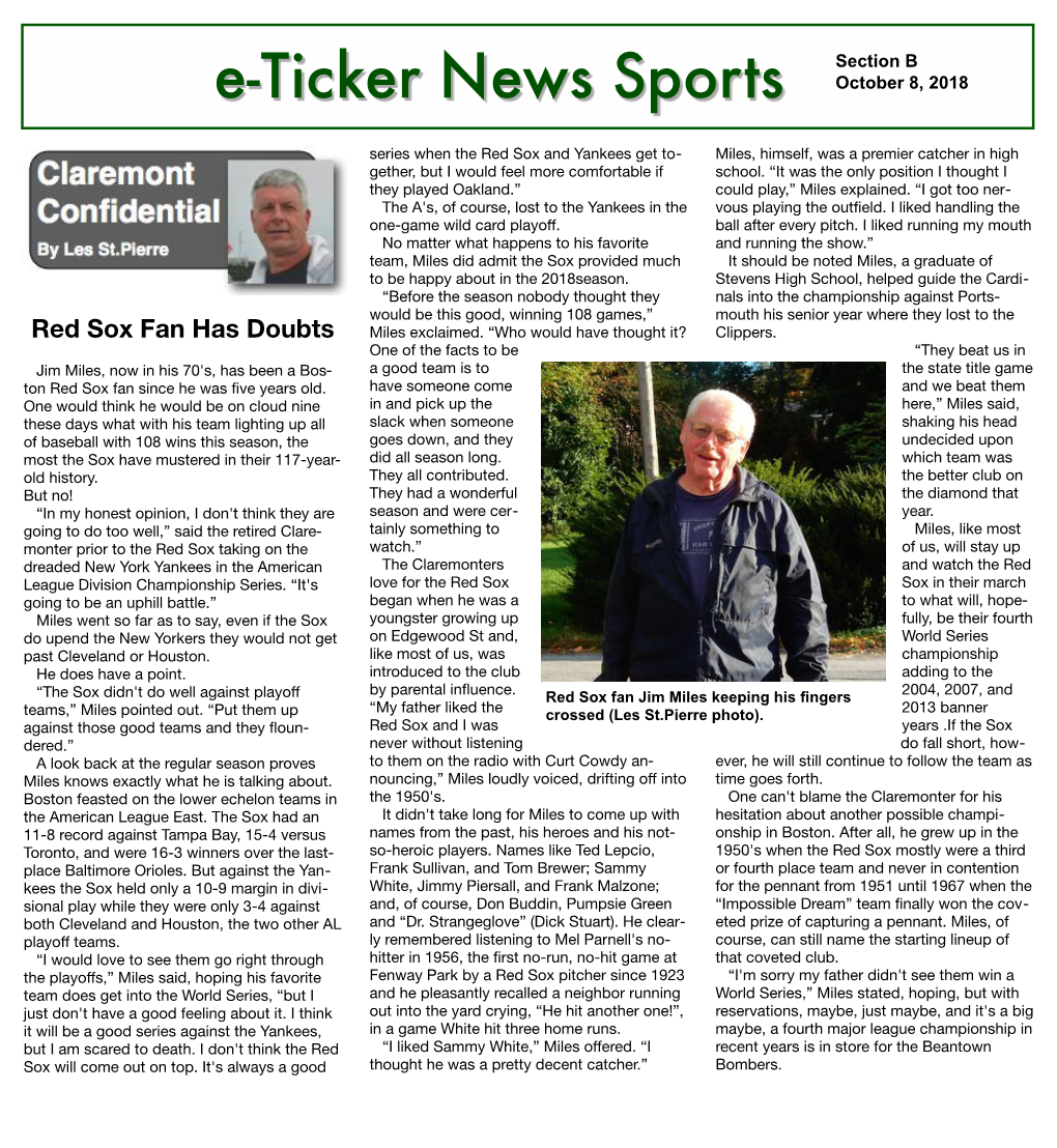 E-Ticker News Sports Section B