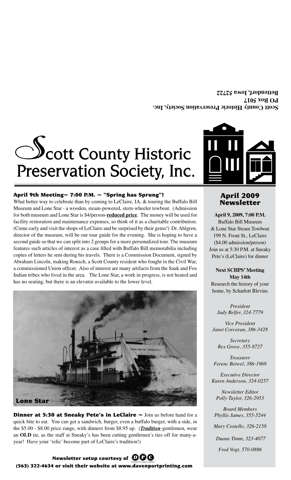 April 2009 Newsletter