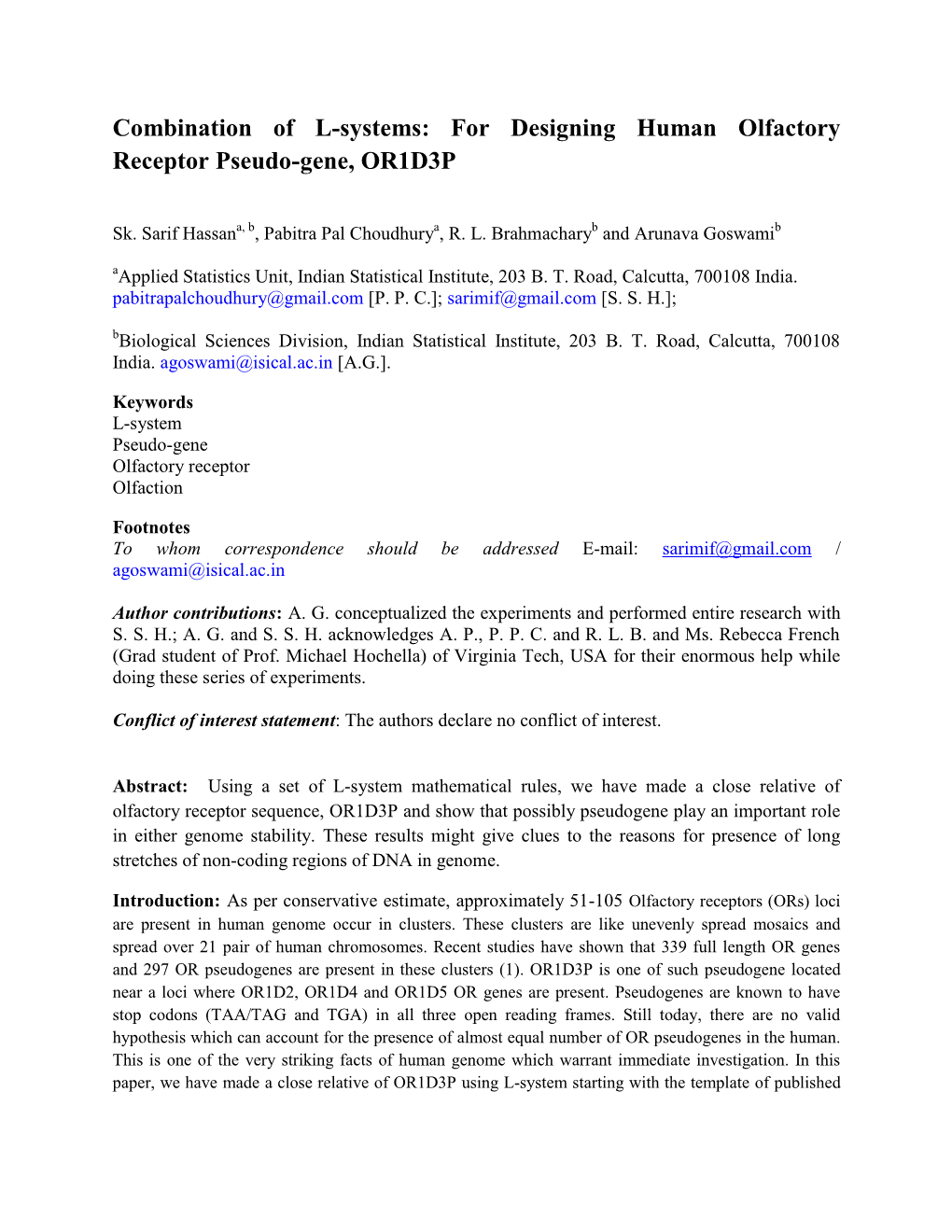 For Designing Human Olfactory Receptor Pseudo-Gene, OR1D3P