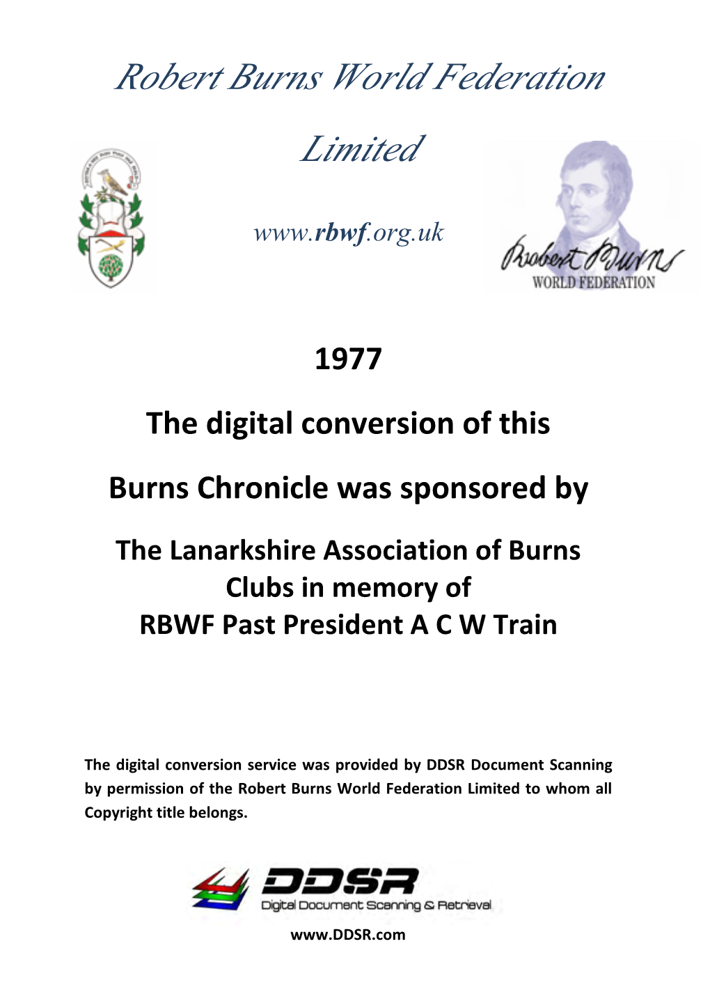 RBWF Burns Chronicle 1977