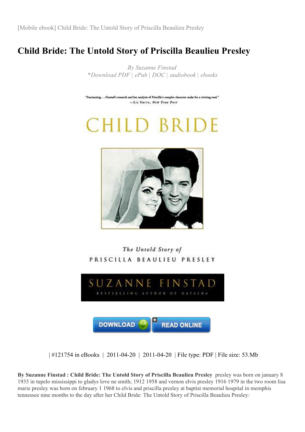 Child Bride: the Untold Story of Priscilla Beaulieu Presley