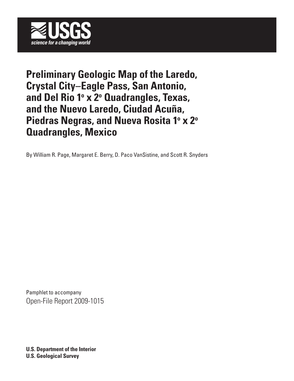 Preliminary Geologic Map of the Laredo, Crystal City–Eagle Pass