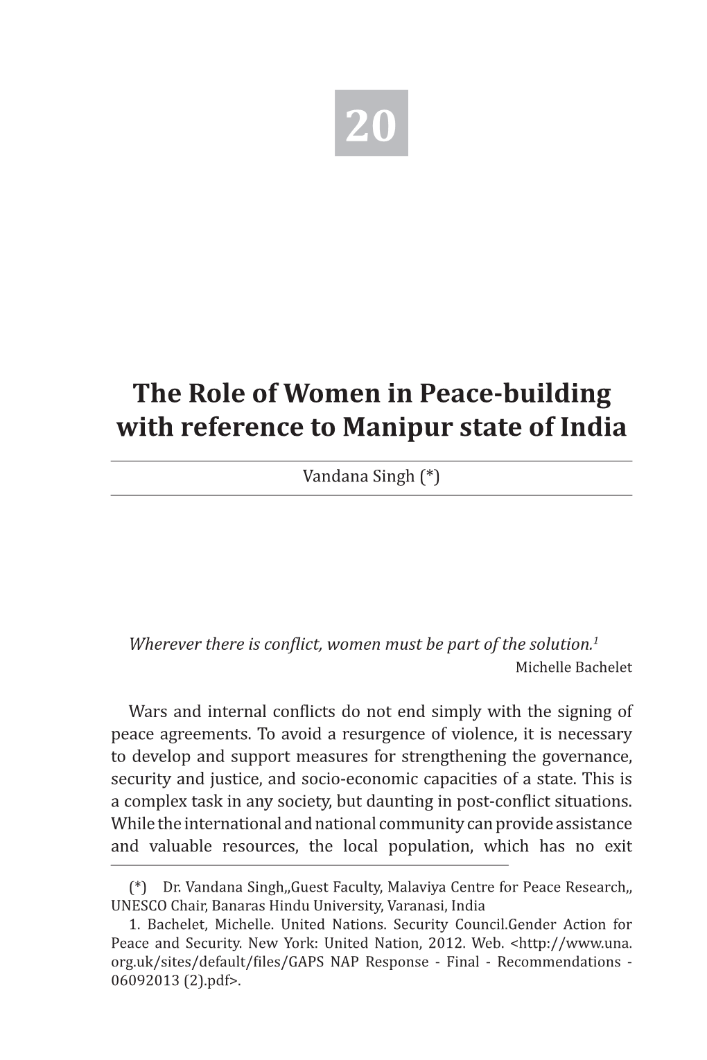 The Role of Women in Peace-Building with Reference to Manipur State of India
