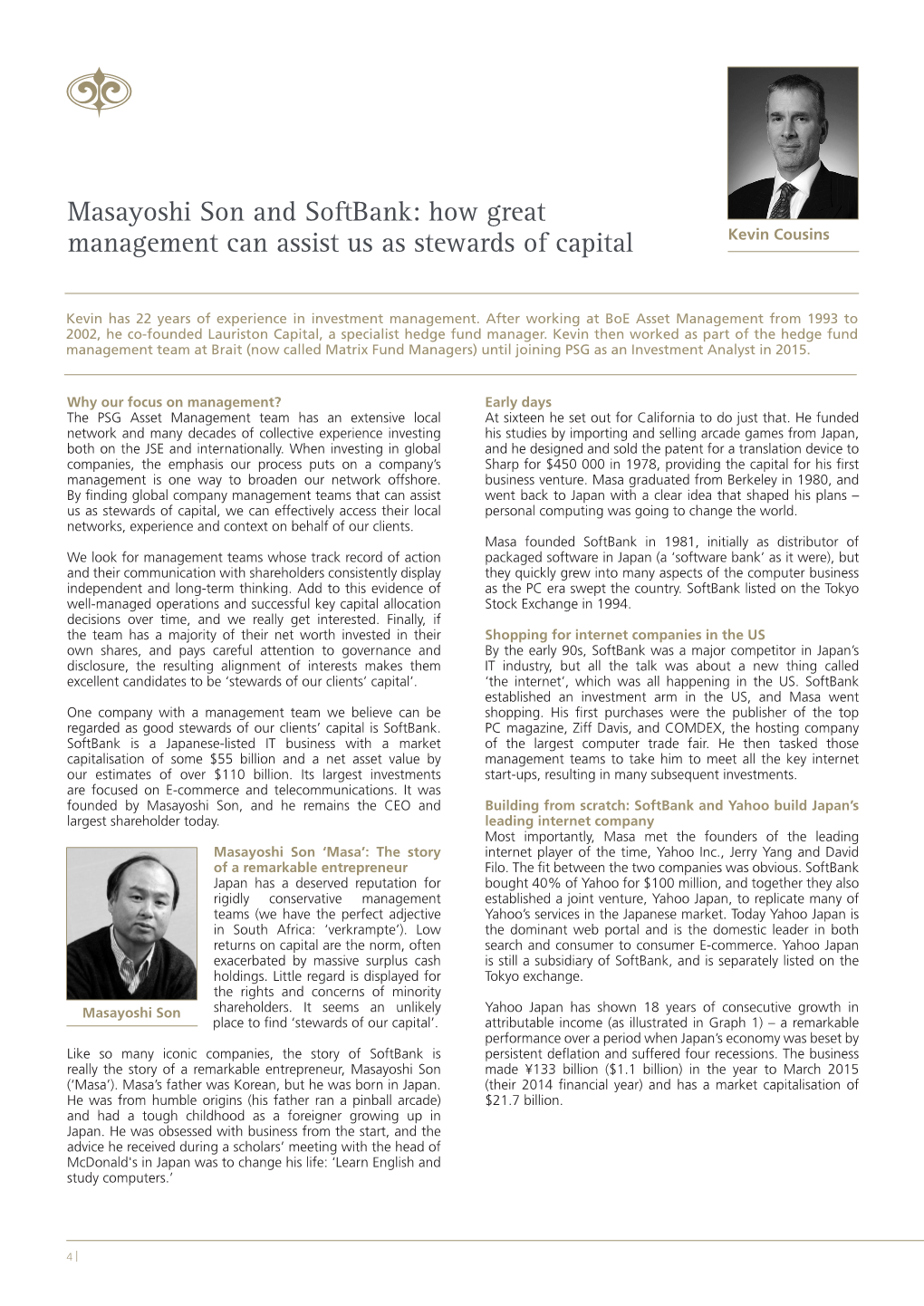 Masayoshi Son and Softbank: How Great Management Can Assist Us As Stewards of Capital Kevin Cousins