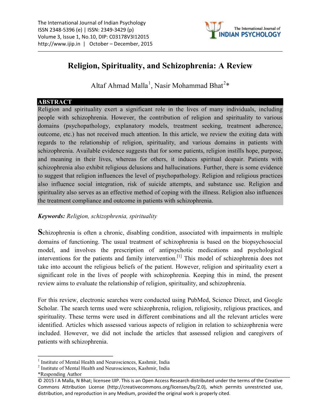 Religion, Spirituality, and Schizophrenia: a Review