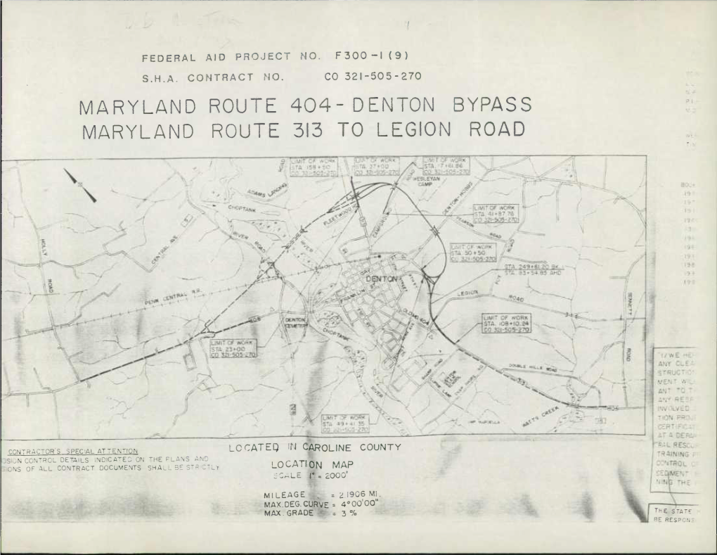 Maryland Route 404-Denton Bypass Maryland Route 313 to Legion Road