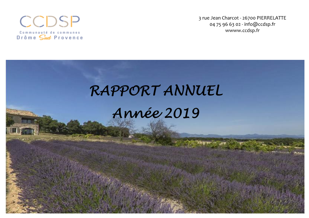 RAPPORT ANNUEL Année 2019