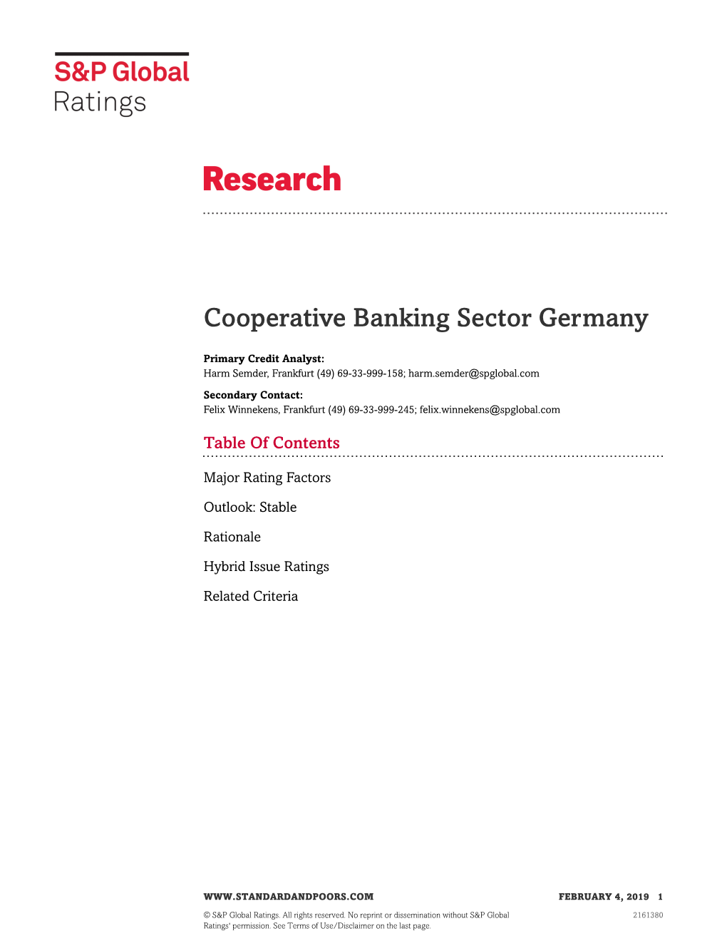 Cooperative Banking Sector Germany