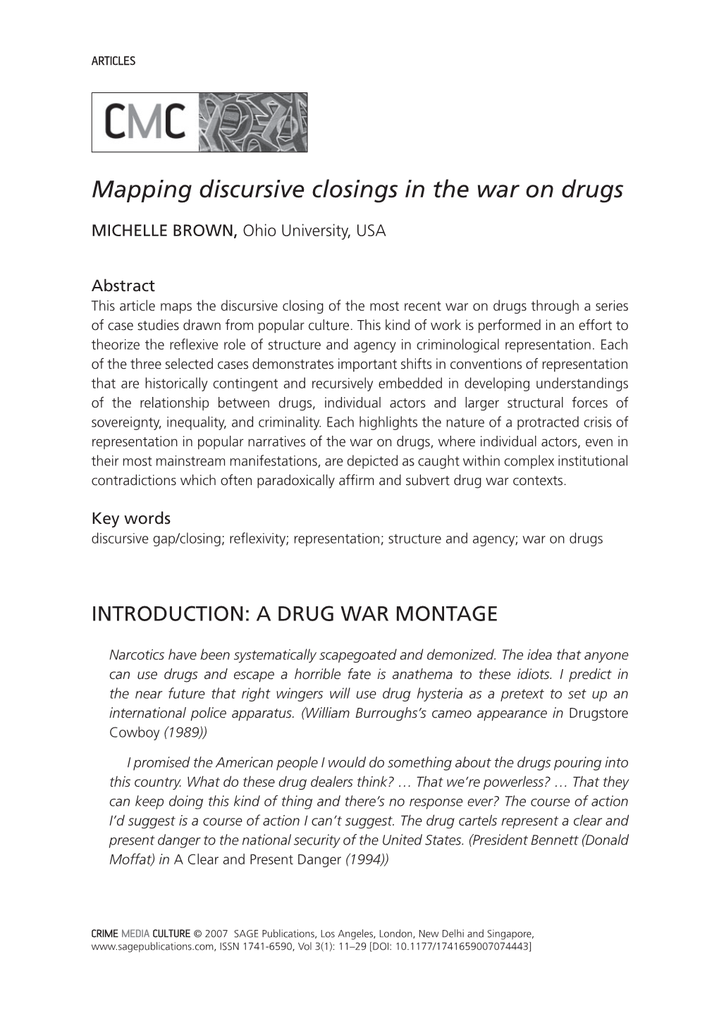Mapping Discursive Closings in the War on Drugs