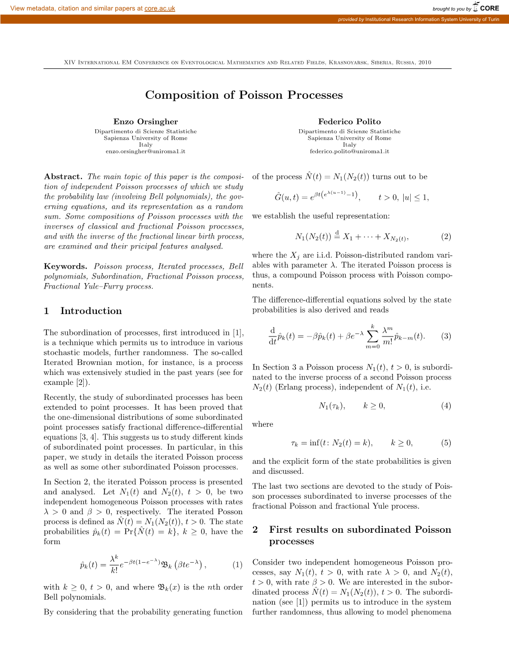 Composition of Poisson Processes